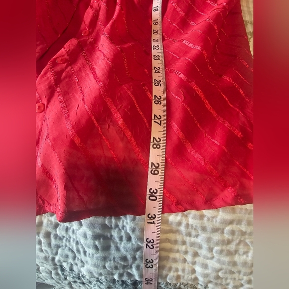 Club Z Collection Women’s 3X Red Sheer Blouse Tank Top Set 2-Piece Button Front - Picture 9 of 10